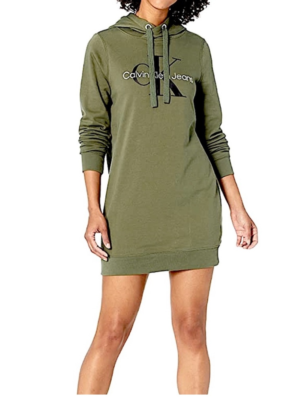 Calvin Klein Olive Green Logo Hoodie Tunic